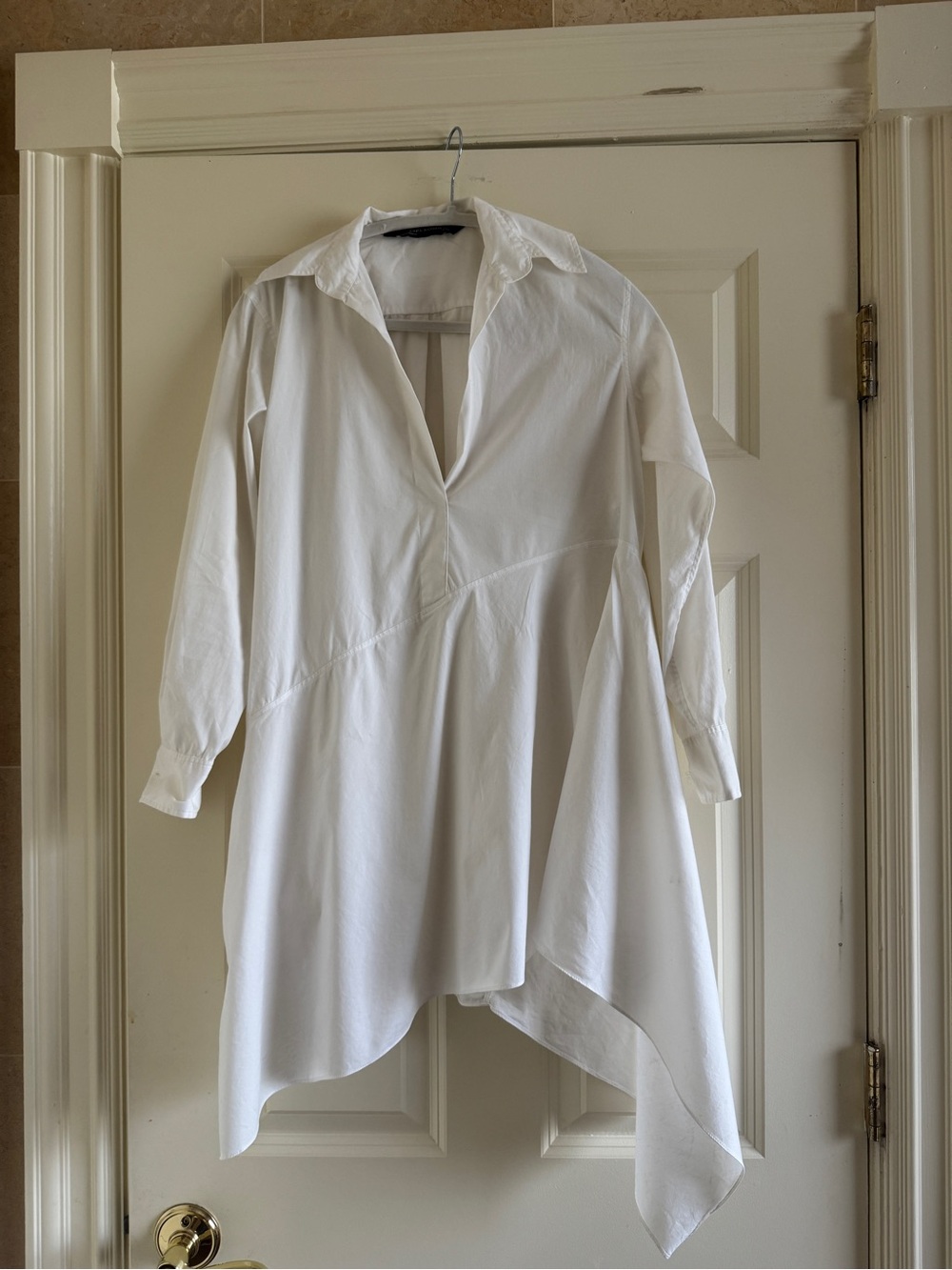 Women White Longline Asymmetric Shirt